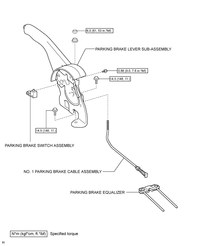 Toyota Rav4. Aca30, 33, 38 Gsa33 Zsa30, 35.Parking Brake.Parking Brake System.Parking Brake Lever  Components